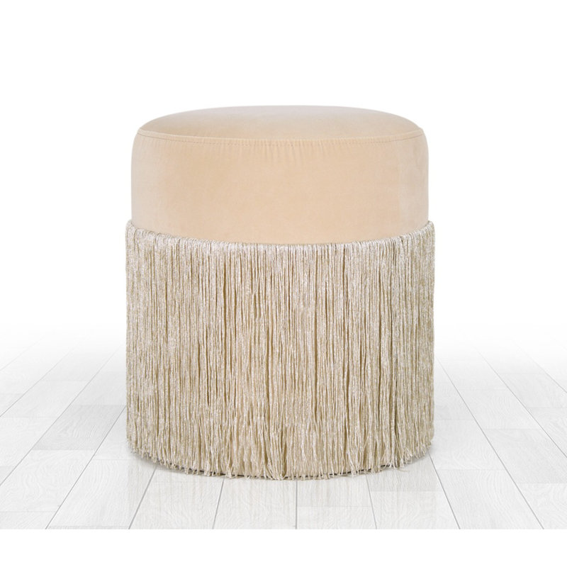 Modern Velvet Pouffe, Cream Color, 15.7 x 17.7 inches | 100% Velvet Fabric, 2.4 inches Thick 35 DNS Orthopedic Sponge | PVC Coated Hidden Legs, Weight Capacity: 330 lbs | Stylish & Functional Home Accent