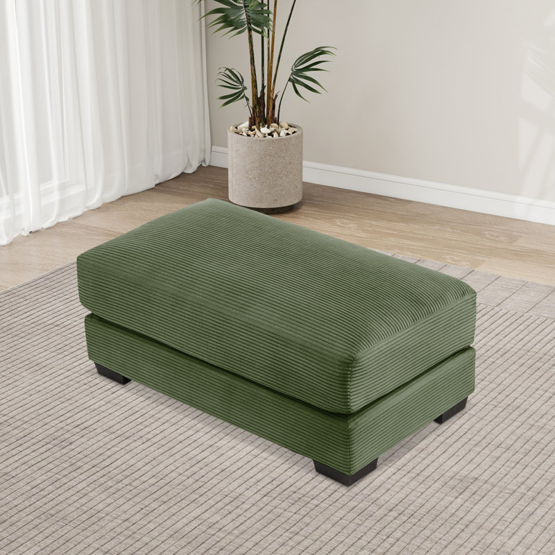 46" Rectangle Corduroy Ottoman , Green