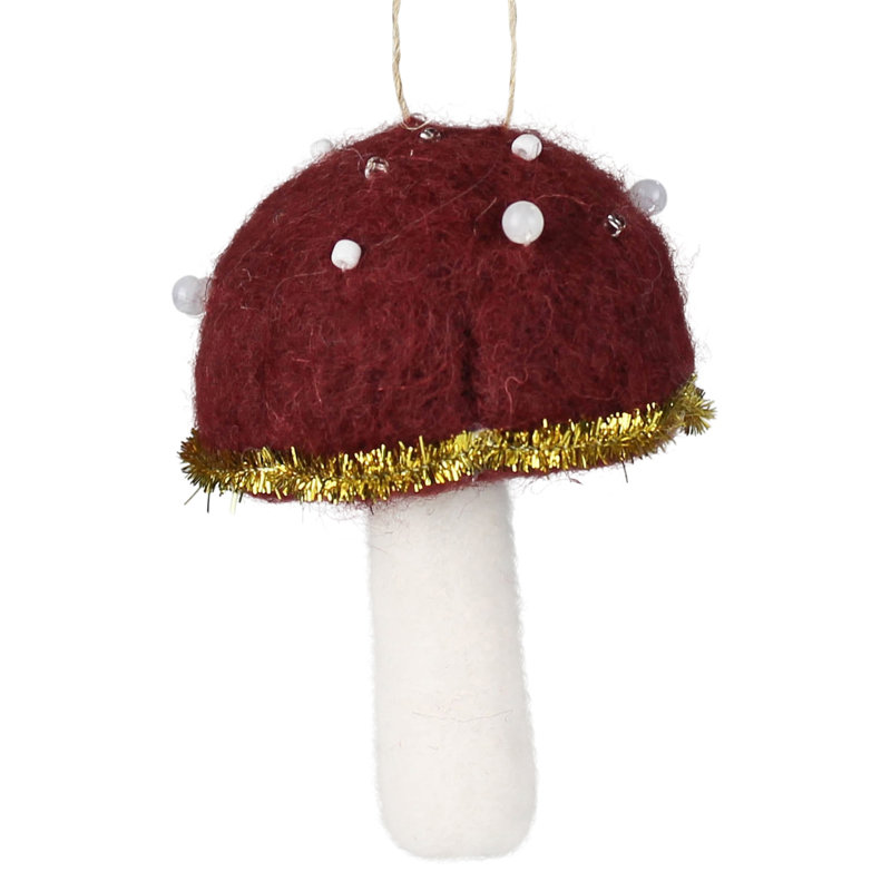 Figurine suspendue champignon de Noël, Rouge / blanc