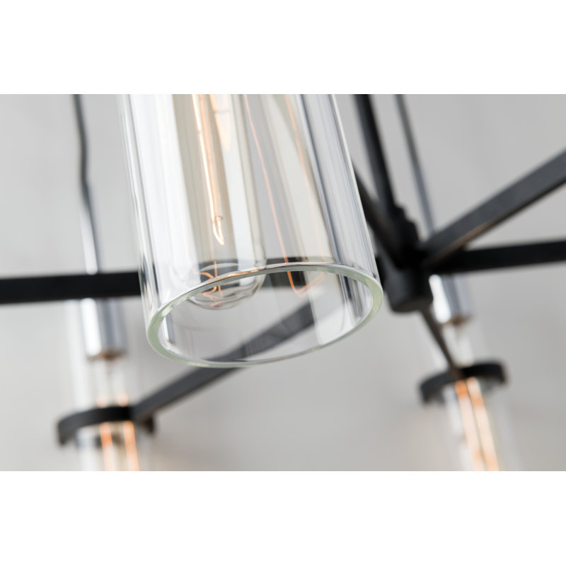 Vintage Iron 6-Light Chandelier with Clear Glass Shades