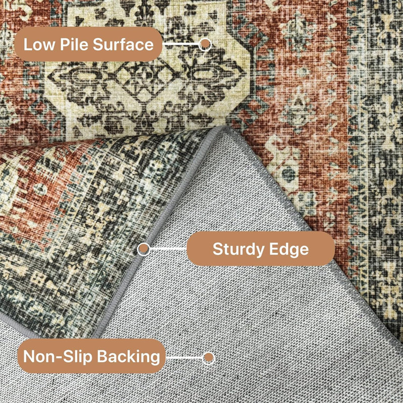 Tapis lavable en machine avec envers antidérapant Agora pour le salon, Tapis de couloir 2 pi x 5 pi