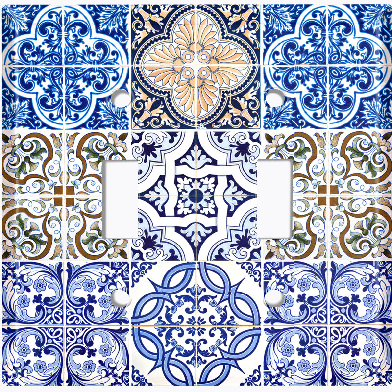 Patterned 2 - Gang Toggle Light Switch Standard Wall Plate