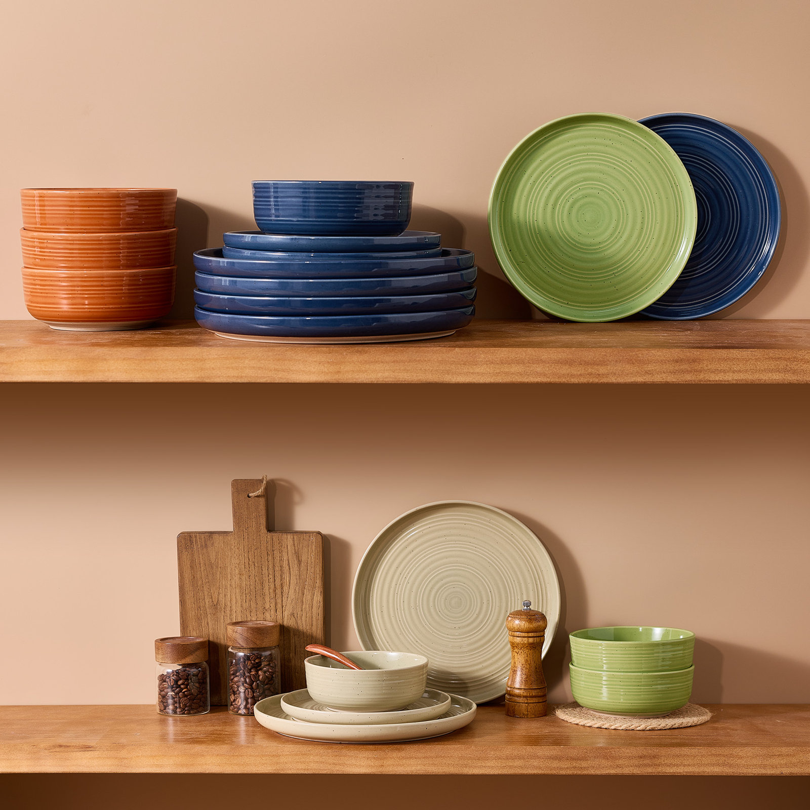 Stoneware Dinnerware Set, Earth Tone