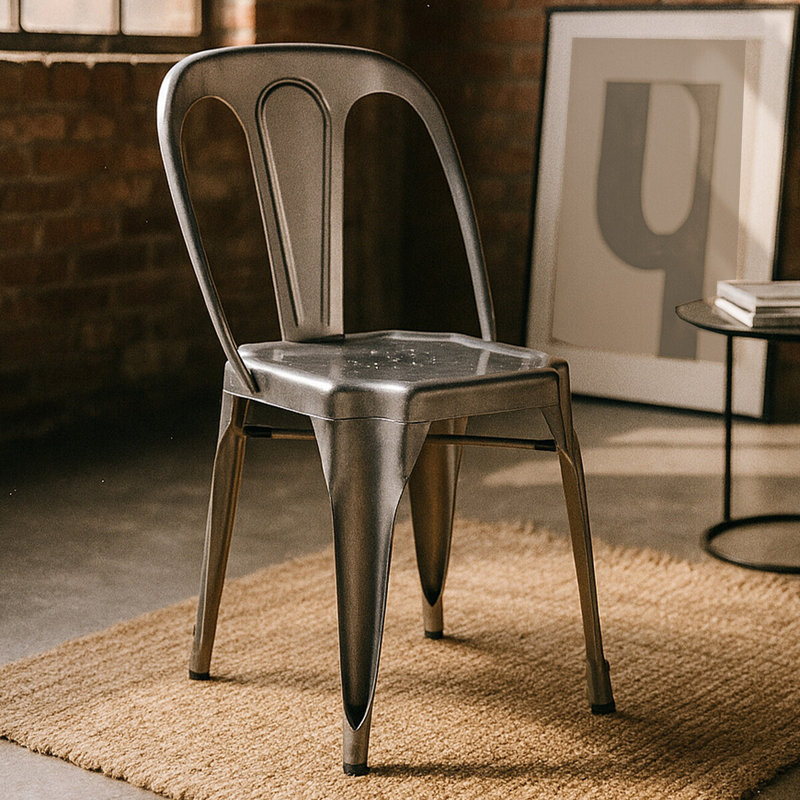 Canina 45 cm H Slat Back Stackable Dining Chair, Grey