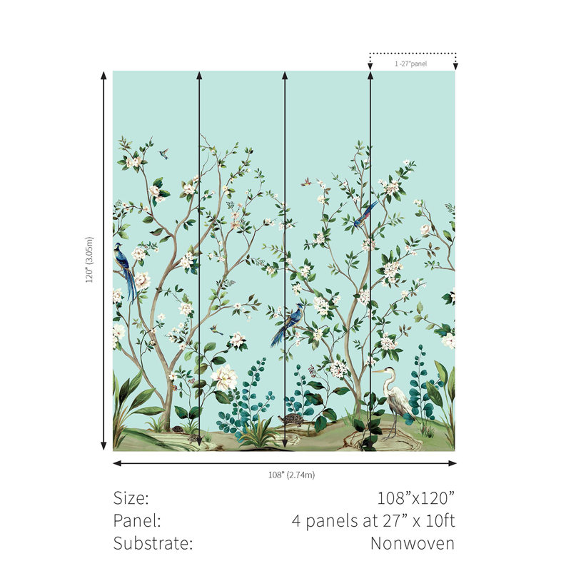 Amarveer Floral Wallpaper, Celeste Blue