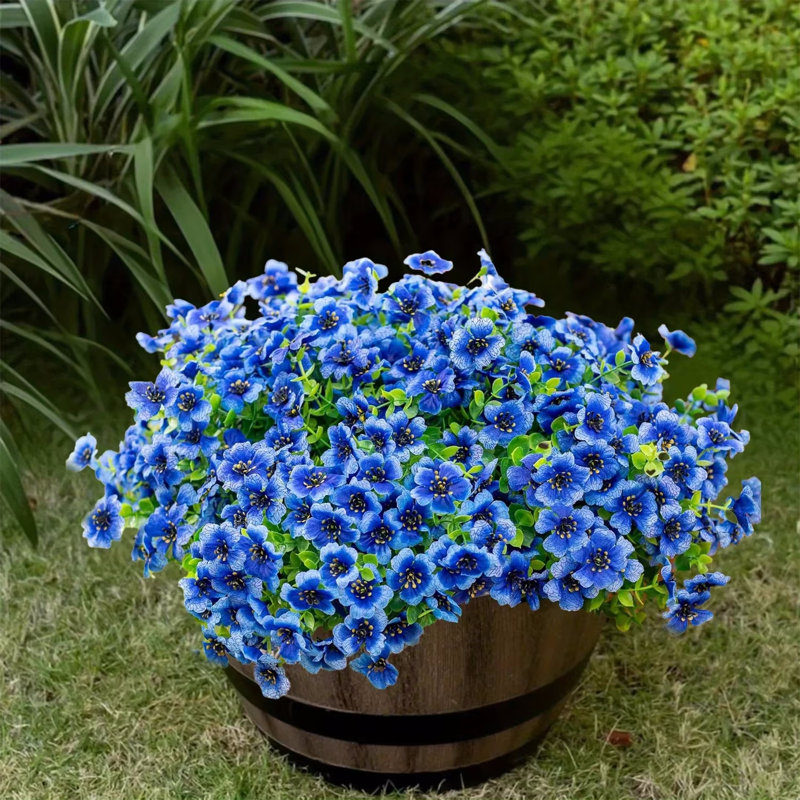 Ensemble de 10 plantes artificielles bleues eucalyptus violet artificiel 13,8 po de long à vapeur UV
