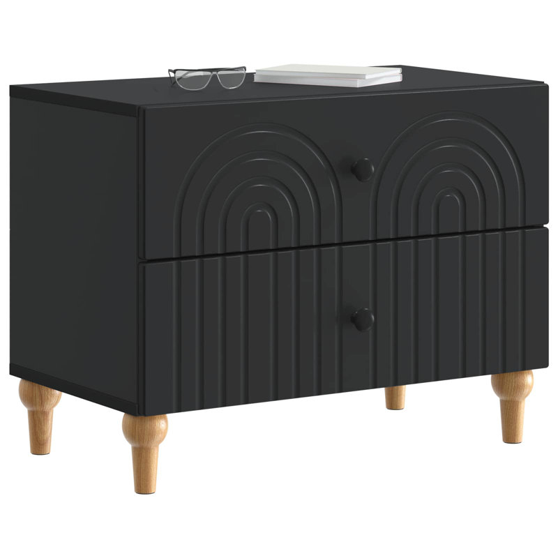62cm W Manufactured Wood Bedside Table, Black