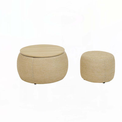 Round Storage Ottoman with small seat