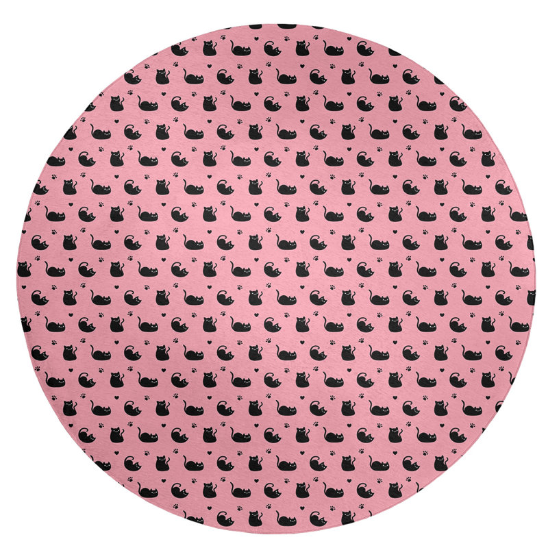 Chenille Geometric Indoor Rug, Round 5'