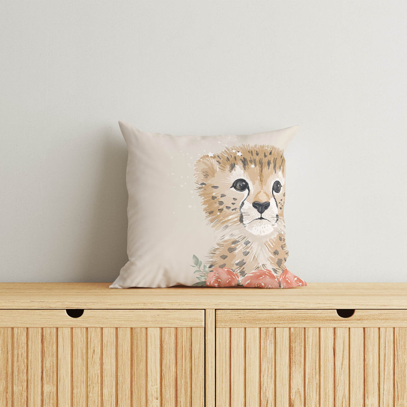Lil Leopard Ivory Pillow, 16" H x 16" W