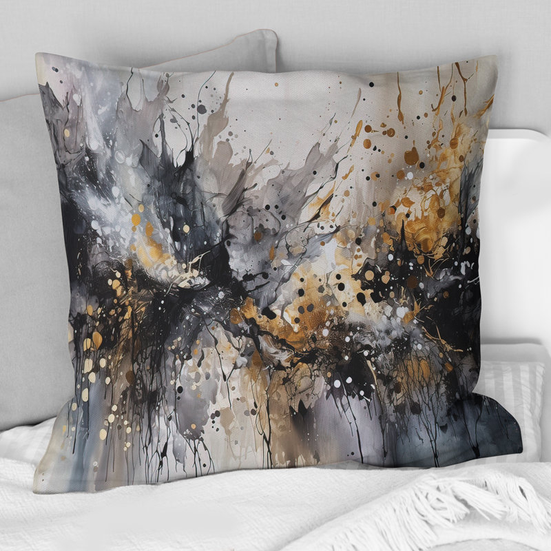 Coussin décoratif gris délicat abstrait Brushstrokes III - marbre abstrait