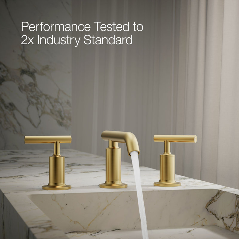 Purist Widespread Bathroom Faucet with Drain Assembly, Vibrant Brushed Moderne Brass