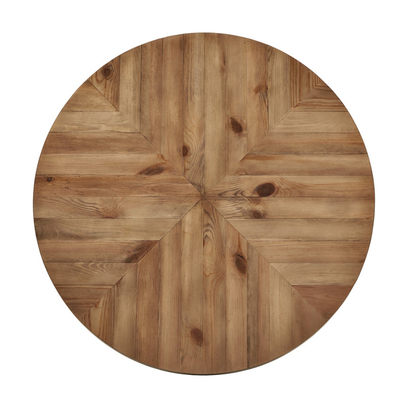 Moeller Pine Round Metal Base Dining Table