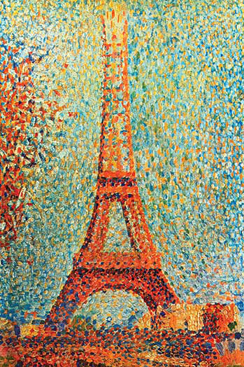 La tour eiffel par george seurat-impression, H 30 po x l 20 po