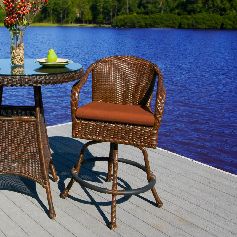 Tabouret 29,5 "avec coussin Sea Pines, Brique Rave, Café