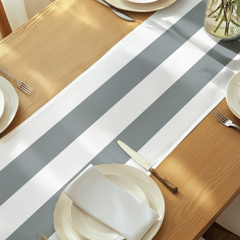 Gray Striped Table Runner 72" x 12", 72" L x 12" W, Gray