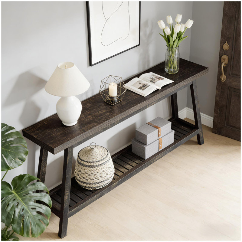 2-Tier Sofa Table,Console Table,Side Table, Dark Brown