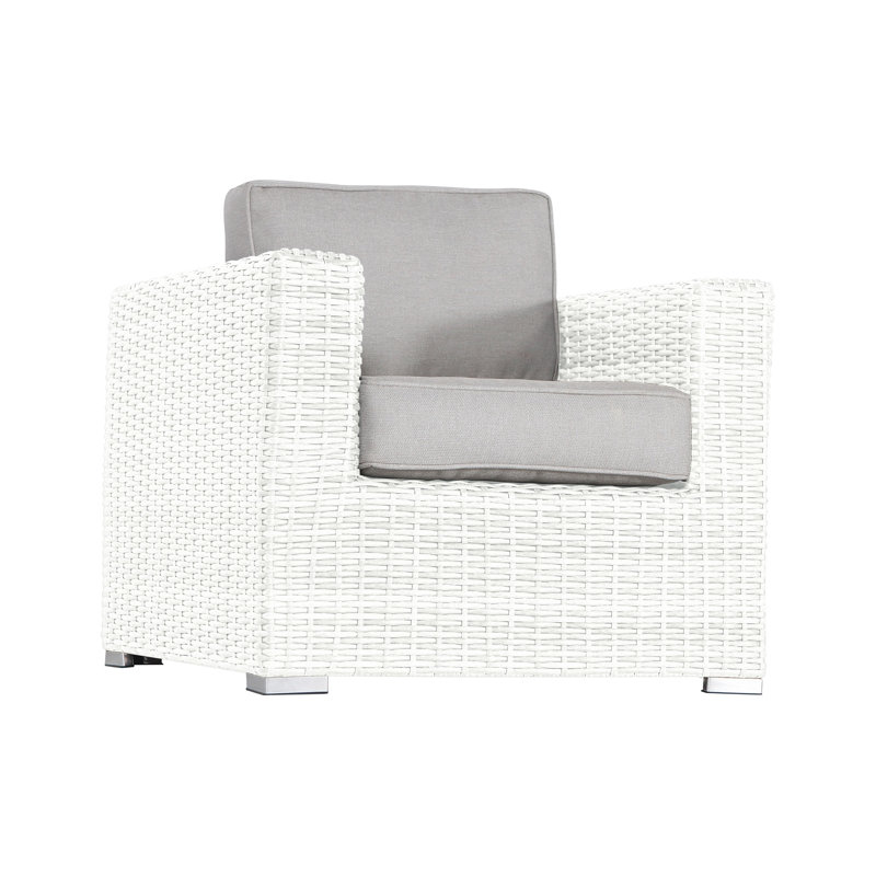 Chaise de terrasse avec coussins Melanie, Gris foncé, Blanc