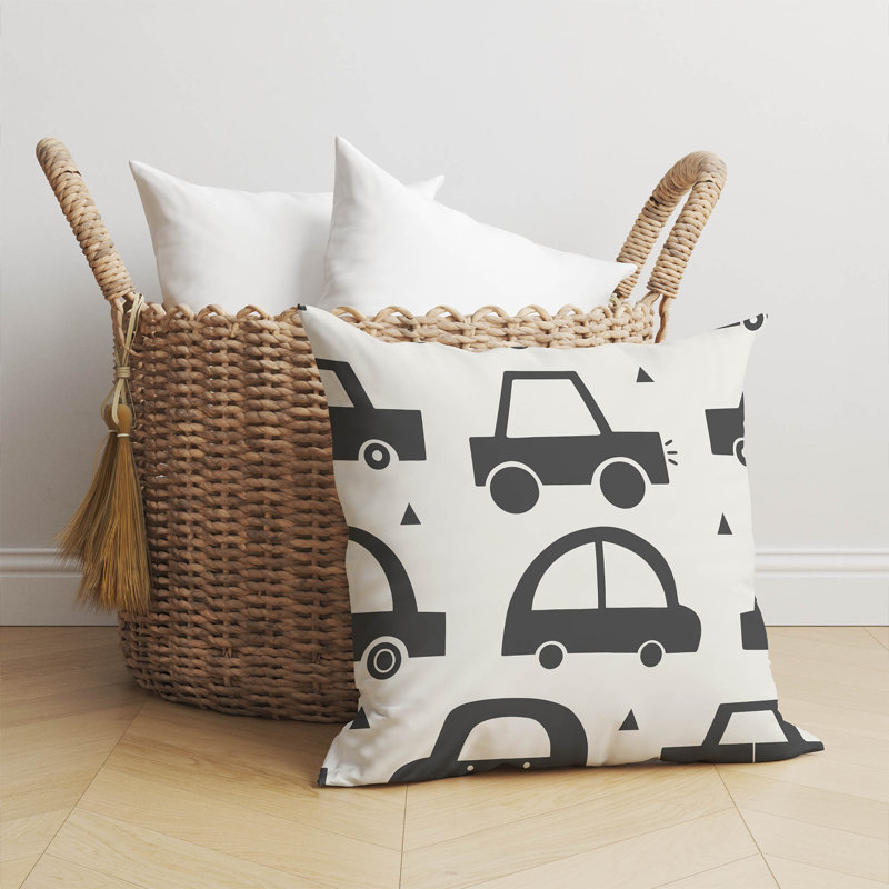 Coussin Driveway, Ivoire/noir, H 20 po x l 20 po