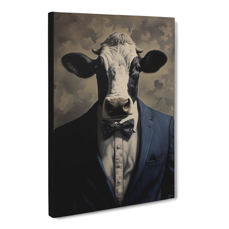 Cow In A Suit No.4 - No Frame Print, 60cm H x 40cm W x 3cm D