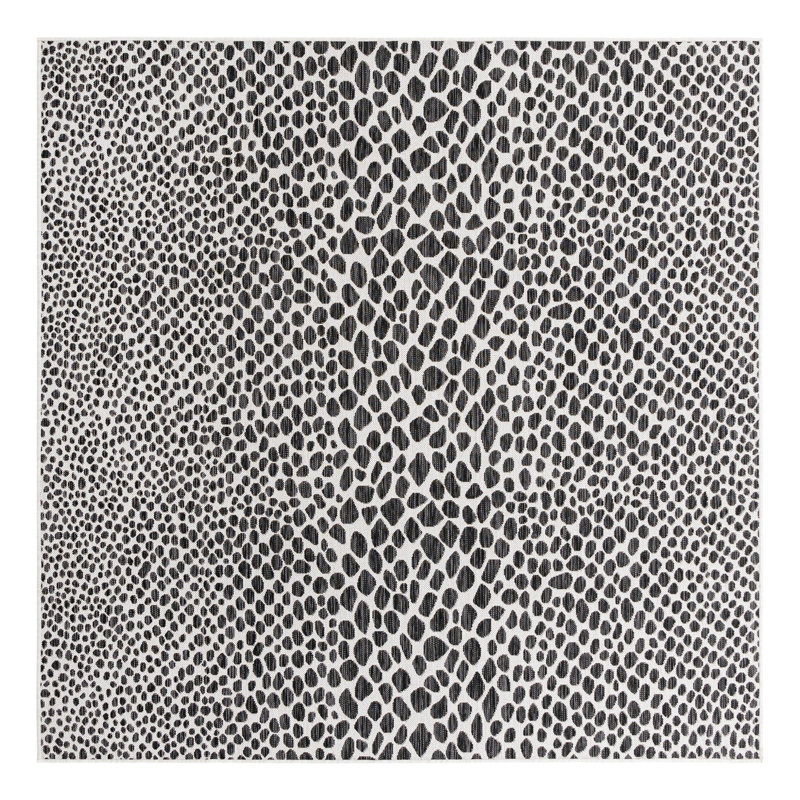 Tapis noir abstrait intérieur / extérieur, Carré 10 pi 8 po