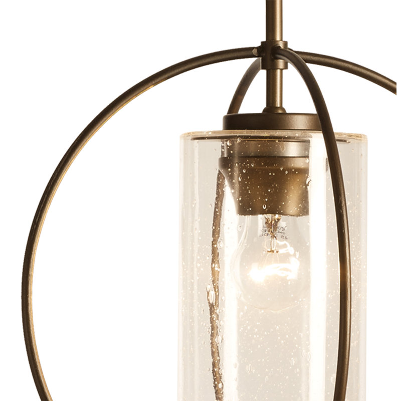 Interlude 1 - Light Unique/Statement Globe Pendant, Seeded Clear, Bronze