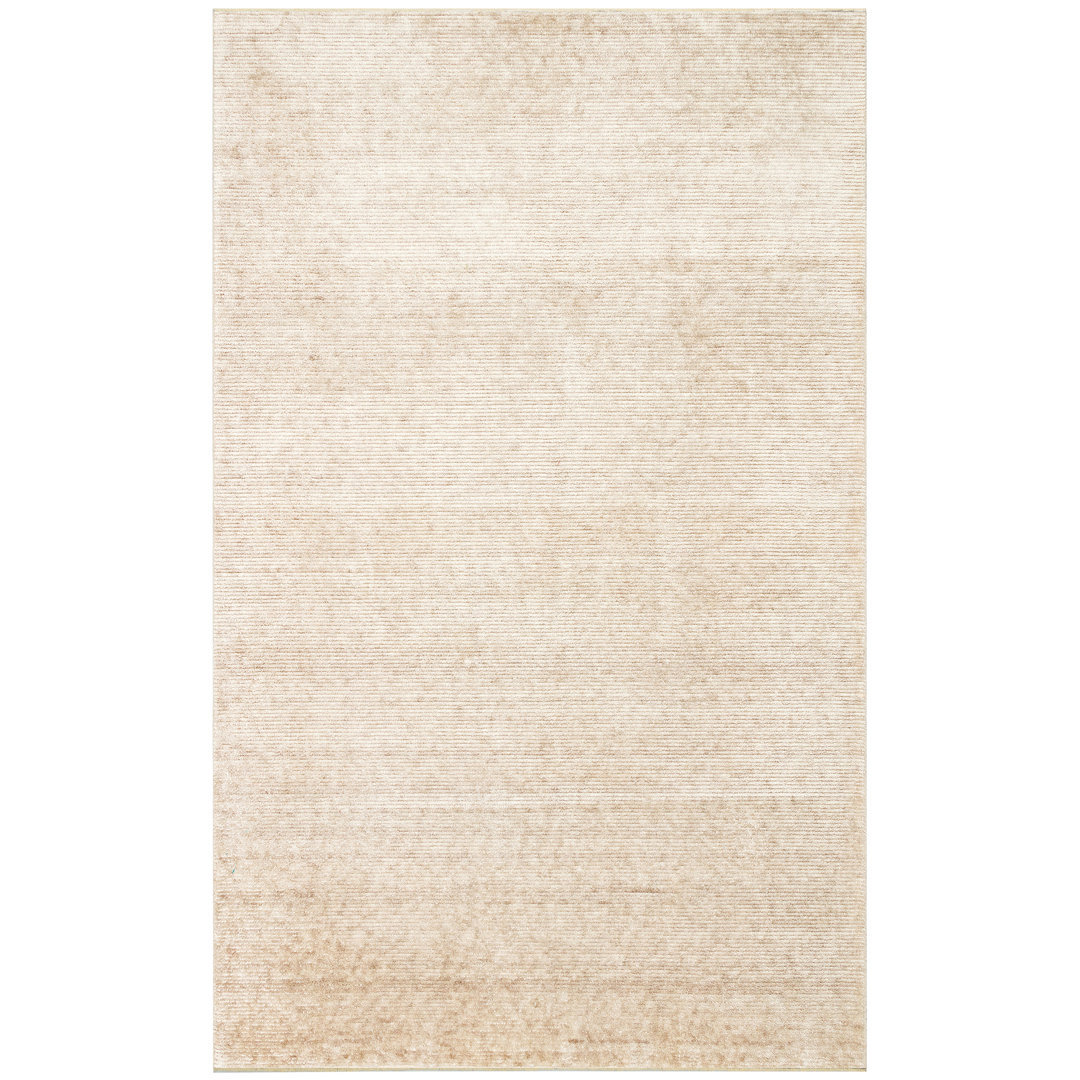 Orsolya Beige Flat Pattern Lyocell Machine Made Area Rug