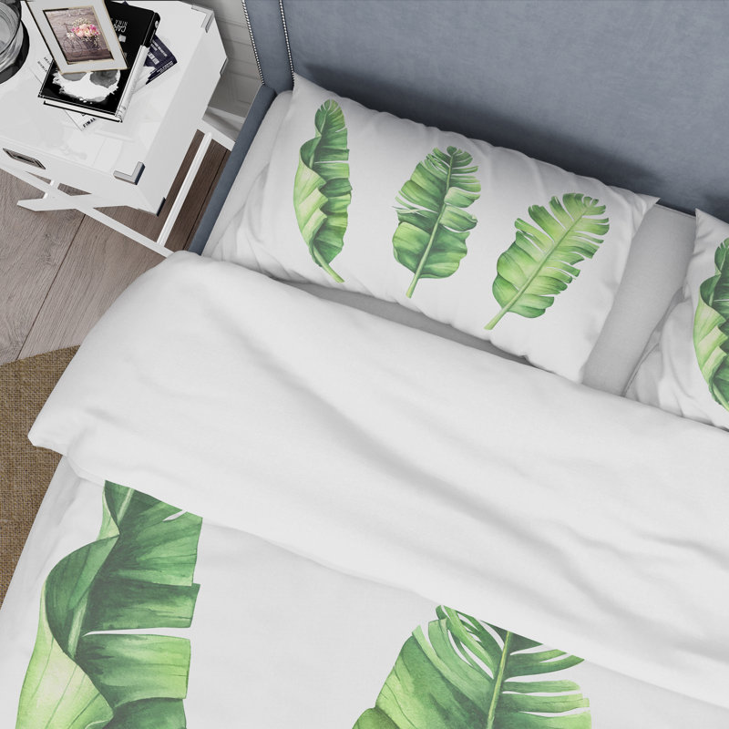 Ensemble de housse de couette style campagne tropicale - microfibre polyester