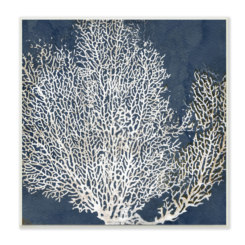 «Sea Coral Ocean Life Silhouette Blue White», impression