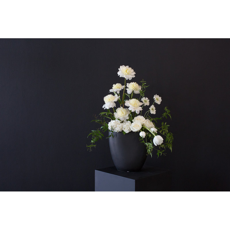 Elma Handmade Ceramic Table Vase, Black, 16" H x 15.75" W x 5.5" D
