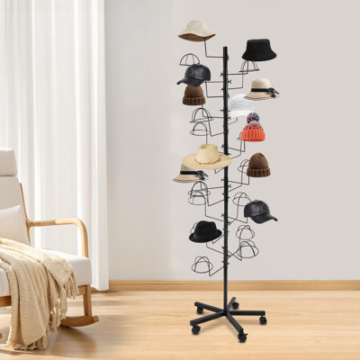 Metal Hat Storage Display Stand With 5 Wheels