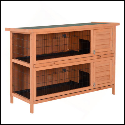 54" 2-Story Large Rabbit Hutch Bunny Cage Wooden Pet House Small Animal Habitat With Lockable Doors, No Leak Tray And Waterproof Roof For Outdoor/Indo