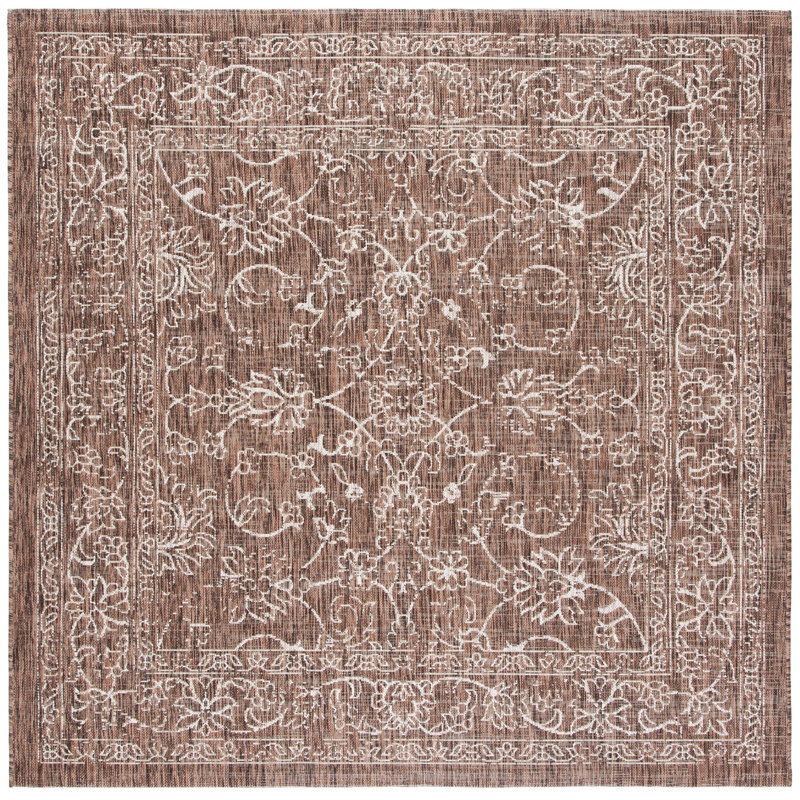 Amedee Performance Oriental Indoor/Outdoor Area Rug, Square 7'1