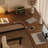 Light-walnut+Black L-Shaped Solid Wood+Iron desk-109556931