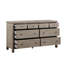 Commode classique 8 tiroirs en bois avec finition chêne gris et queue d'aronde pour un rangement élégant
