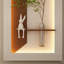 Décoration murale en grès avec éclairage DEL 3 couleurs réglable, plantes artificielles, vase en verre et statue de lapin