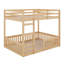 Lit superposé double au-dessus de double, lits superposés à plancher en bois avec échelle et garde-corps-2073346631