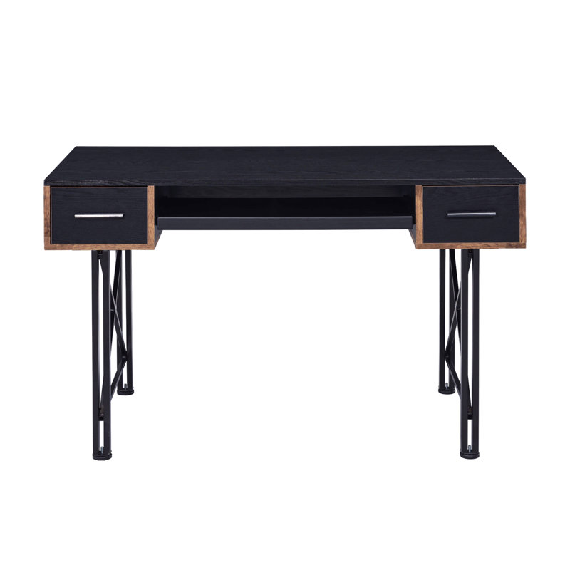 Rectangular Computer Desk With 2 Drawers, Black