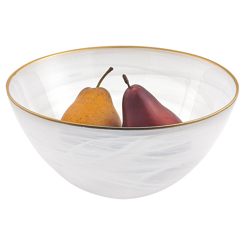 Deanne Glass Serving Bowl, Gold, 3" H x 17" W x 17'' D