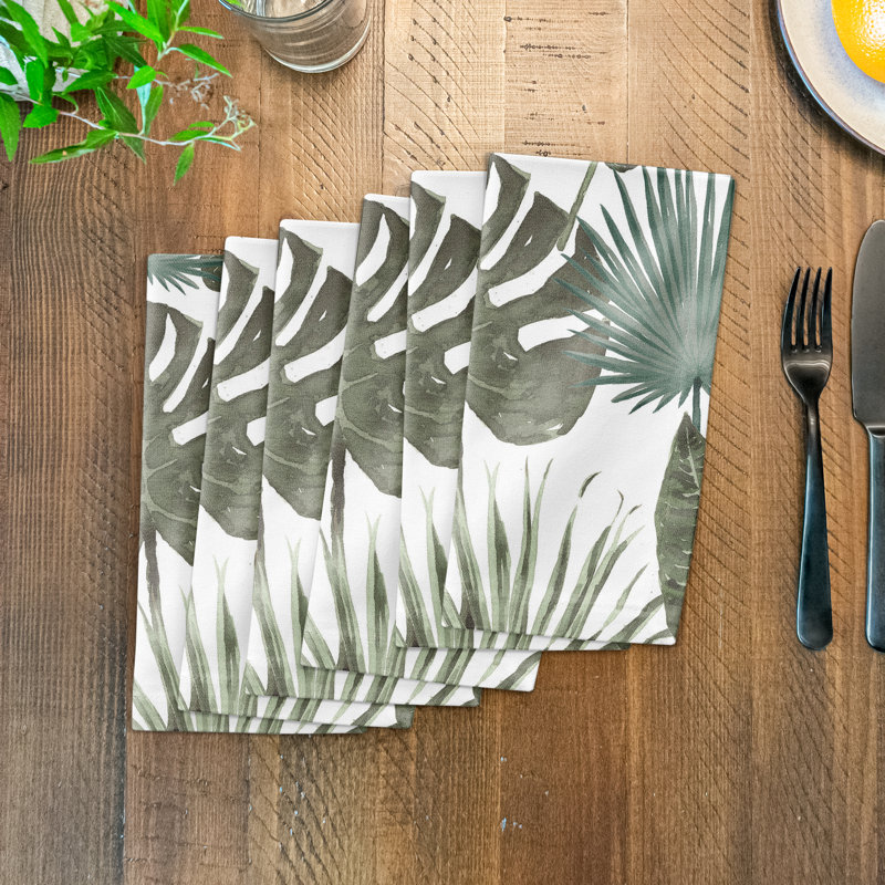 Mousseau Cotton Floral Square Napkin, White
