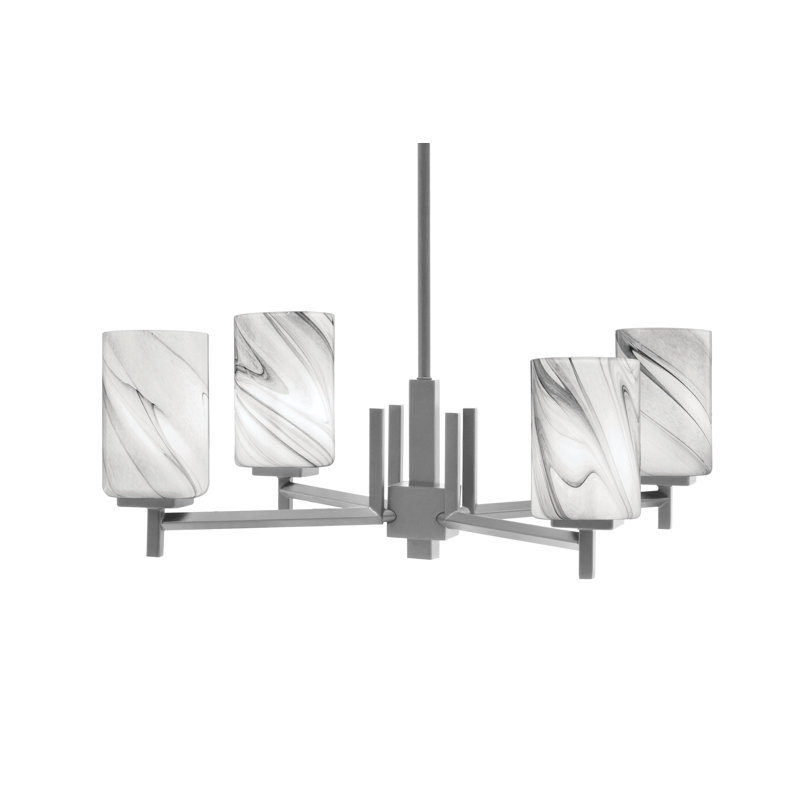 Lustre 4 lumières Fausley avec verre tourbillon onyx de 4 po, Graphite
