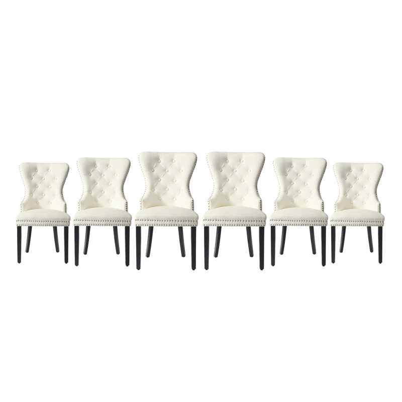 Tufted Velvet Side Chair (Set Of 6), Cream