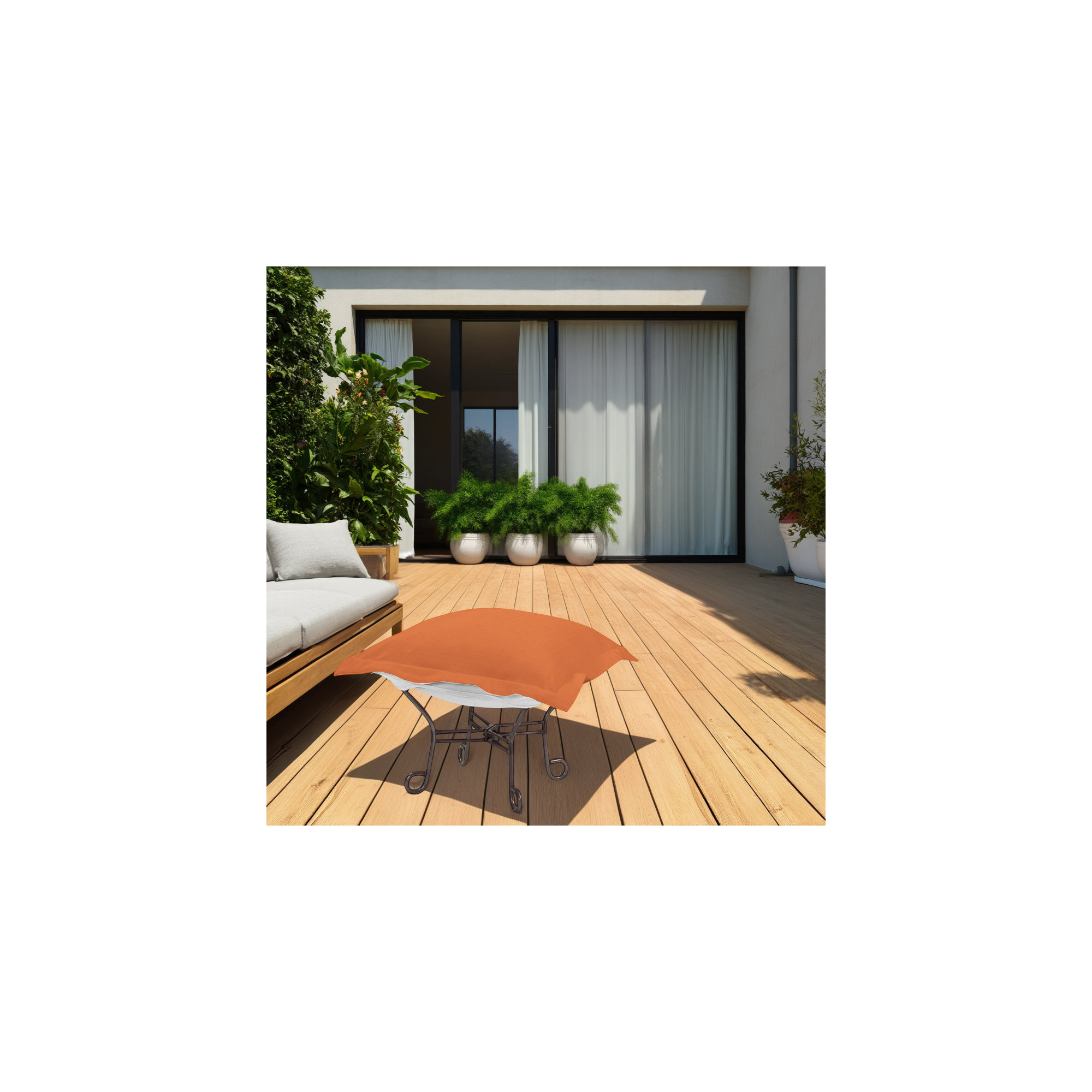 Olen Sunbrella Outdoor Ottoman Cushion, Seascape Canyon Sunbrella® Canvas