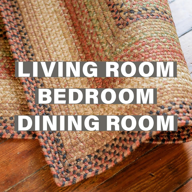 Dameka Braided Jute Reversible Premium Brown/Beige/Red/Green Rug, Rectangle 4' x 6'