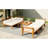6 - Piece Wood L Shaped Patio , Modular Design, Convertible Daybed, 5 Cushions, Tea Table, , For Garden Entertaining Outdoor Furniture And Removable Cushion Covers