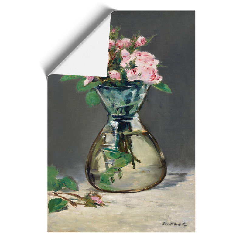 Moss Roses in a Vase by Edouard Manet - Unframed Painting, 30cm H x 21cm W x 0.1cm D