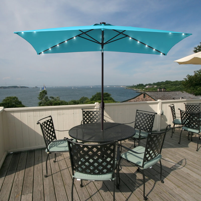 Parasol de marché rectangulaire lumineux 10 pi x 6,5 pi Buono, Bleu lac