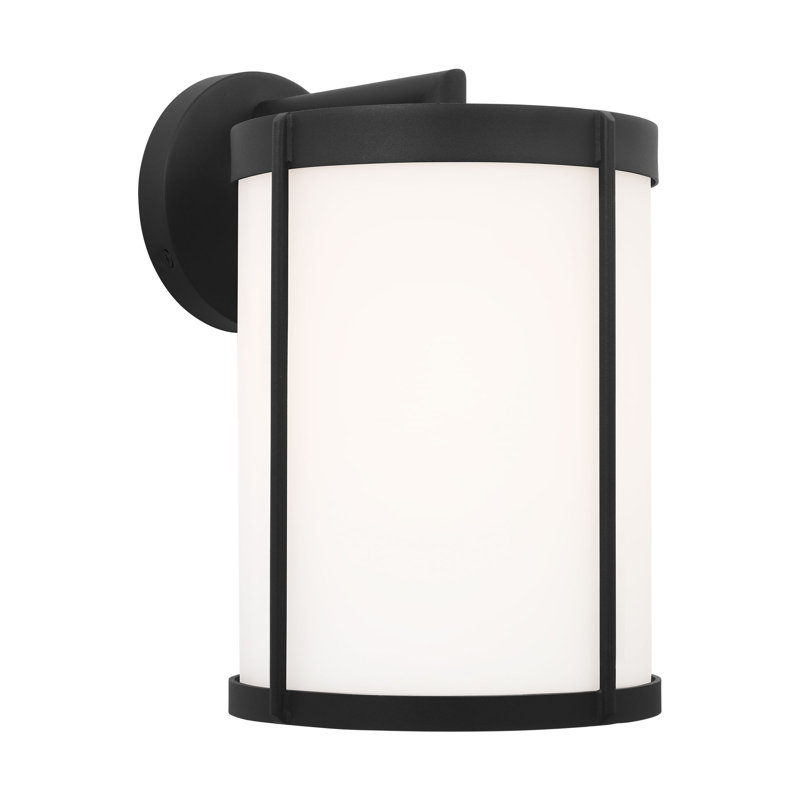 Luning Medium Lantern from Generation Lighting , Frosted, Textured Black, 12" H x 8.125" W x 9.75" D