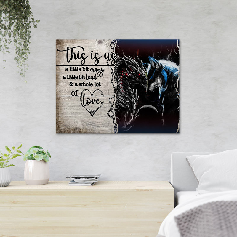 Dragon and Wolf - This Is Us - Reproduction d'art graphique sur toile tendue, H 16 po x l 20 po x P 2 po