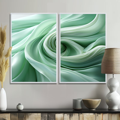 Green Soft Fractal Spirals II - Green Wall Art